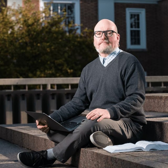 Faculty member Martin Allen on the Tufts University campus.